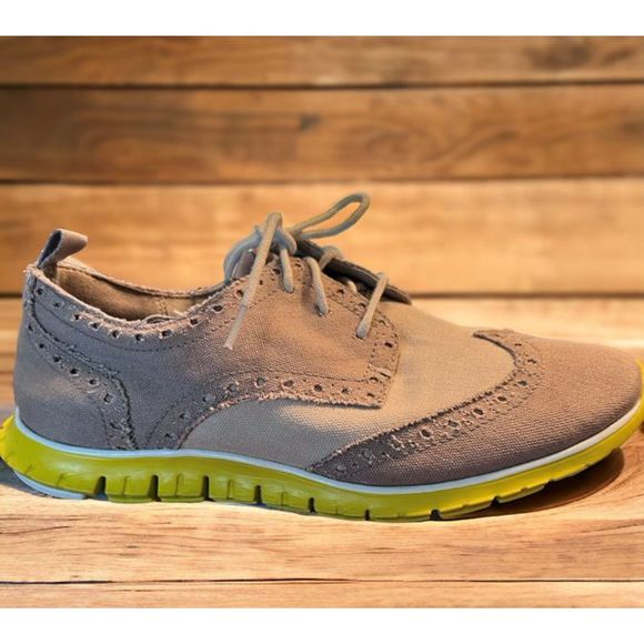 Cole Haan ZeroGrand Wingtip Oxford Taupe Tan Yellow Shoes Women’s 6.5 - Picture 7 of 10